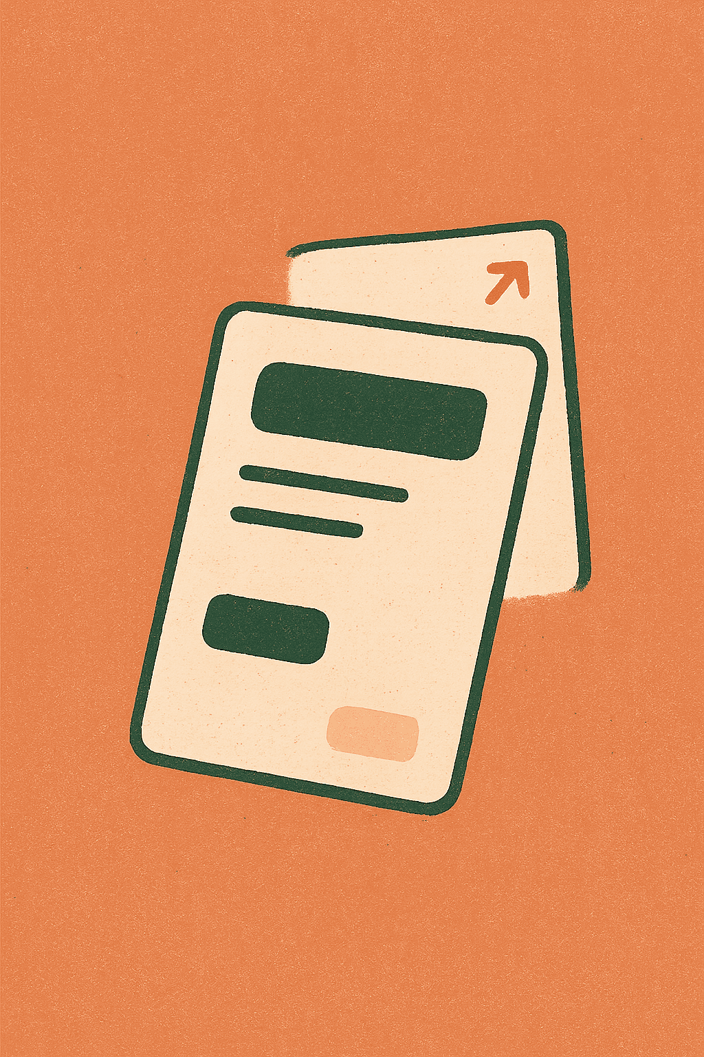 Illustration of a stack of two job-post cards with the front card raised and marked with an orange boost arrow.